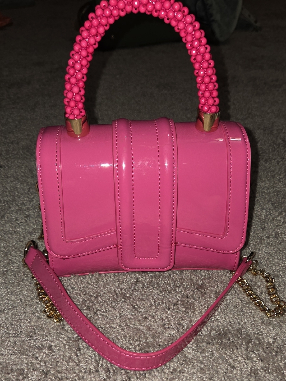 Pink Patent Top-Handle Shoulder Bag